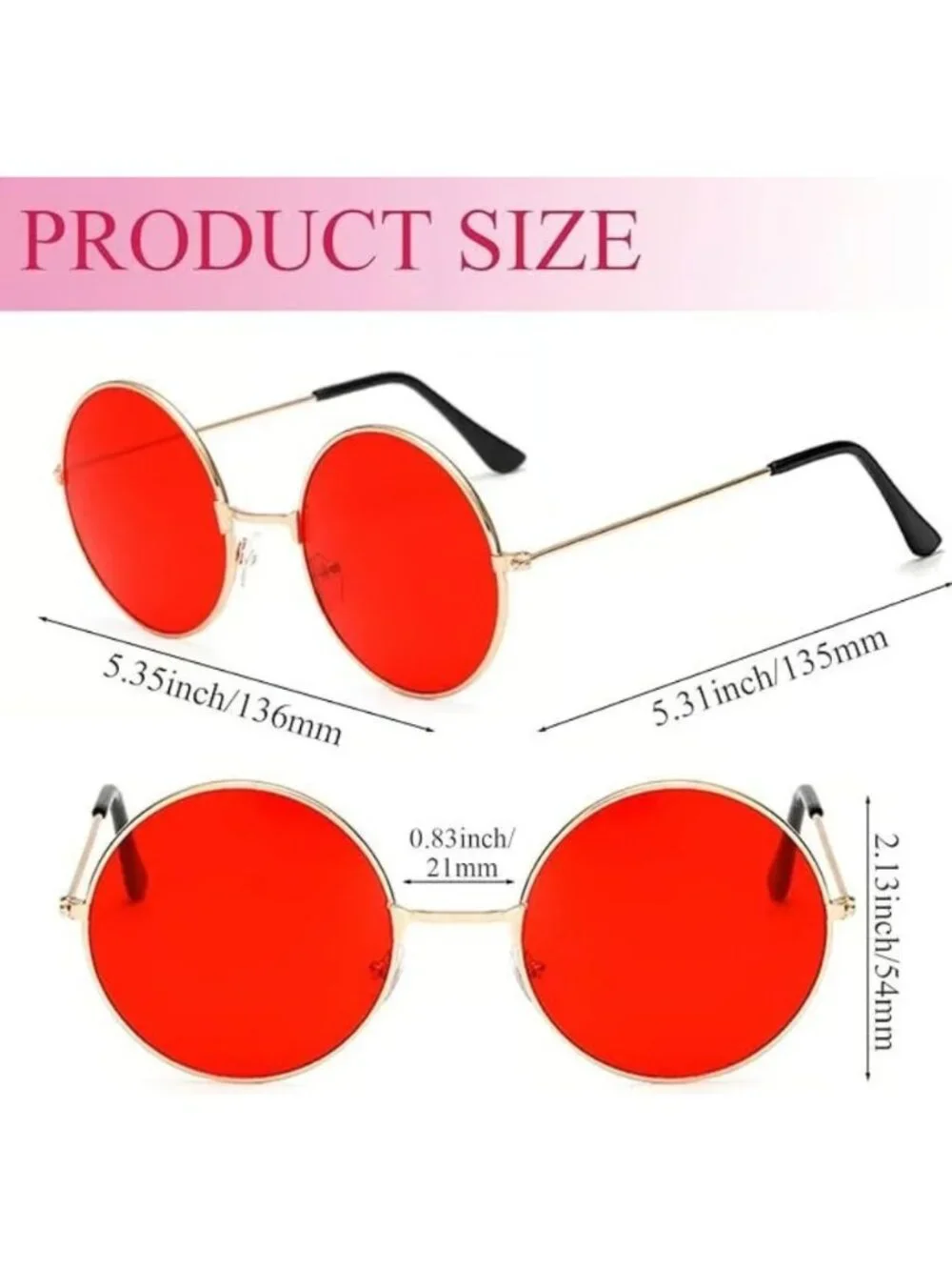 Retro Round Sunglasses With Gold Metal Frame & Light Blue Lenses